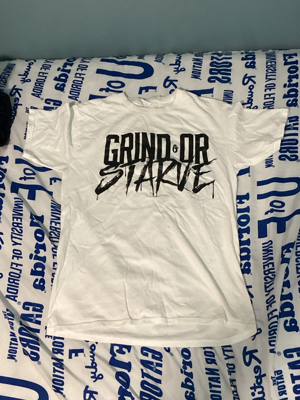 White 'Grind or Starve' Short Sleeve Graphic Tee